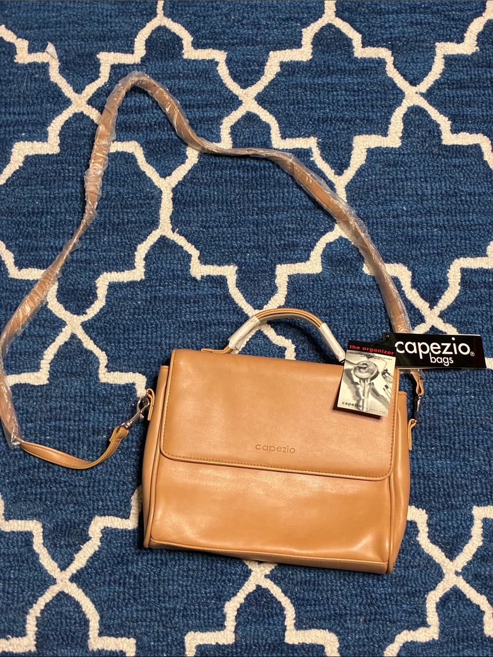 Capezio Tan Satchel with Top Handle and Detachable Strap
